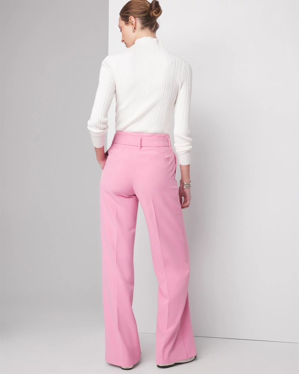WHBM® Petite Belted Luna Wide Leg Trousers | White House